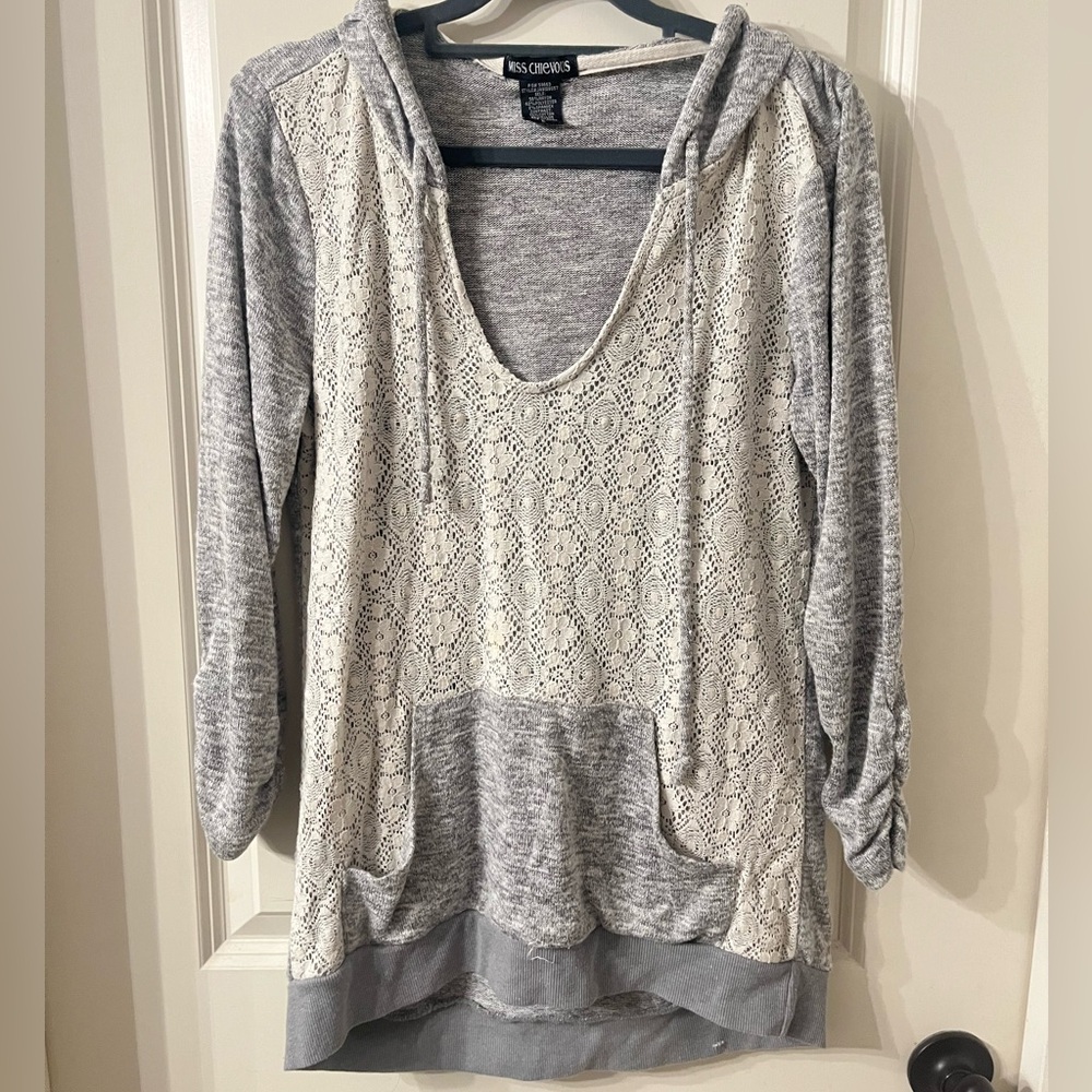 Miss Chievous Heather Gray Knit Top